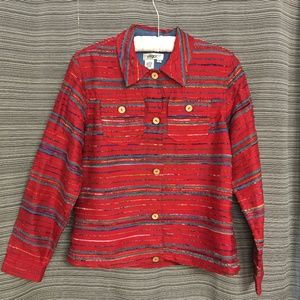 Coldwater Creek Red Textured Button Front Western Jacket Size Small